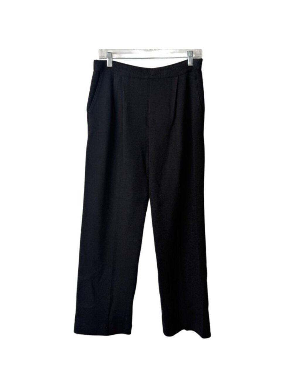 St. John Evening Marie Gray Womens Size 10 Santana Knit Pants Black Pull-On